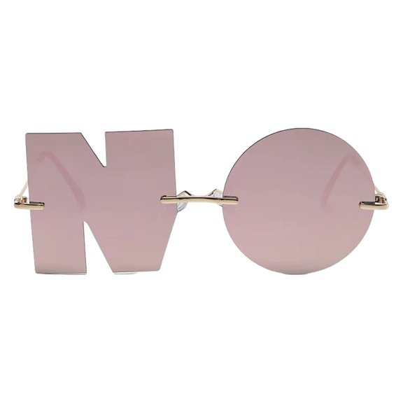 HUANLEDASH Decorative Glasses NO Shape Lens Individual Letter Sunglasses Photo Prop Rimless Anti-UV Color Flash Mirror Reflection Outdoor Travel Beach Sunglasses