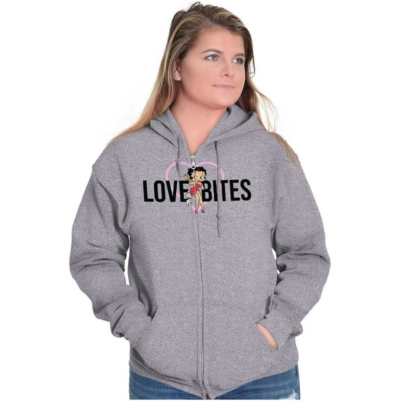 Betty Boop Love Bites Single Girls Zip Hoodie Sweatshirt Women Brisco Brands S