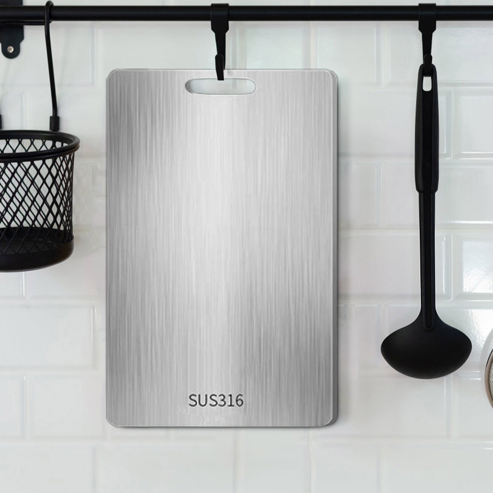 Cutting Board, SUS316 Stainless Steel Cutting Boards for Kitchen, Double Sided Food Grade, Titanium Cutting Mat Chopping Boards for Meat Fruit & Vegetable Various Cooking Tasks