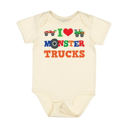 

Inktastic I Love Monster Trucks Gift Baby Boy or Baby Girl Bodysuit
