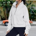 thumbnail image 3 of Stand Collar Fall Clothes Half Zip Women Solid Color Daily Outfit (Coffee XL), 3 of 6