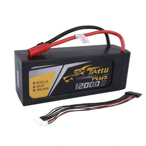 Tattu 12000mAh 22.2V 15C 6S1P Lipo Smart Battery Pack with AS150   XT150 Plug (New Version) for UAV