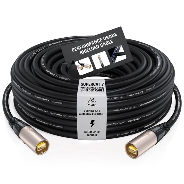 Cable Ethernet Sound Tools SuperCAT 7 blindado de 45 m, negro