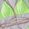 thumbnail image 4 of Swimsuits Women Crystal Body Chain Spaghetti Strap Solid Color Bikini Green Bathing Suits for Women L, 4 of 5