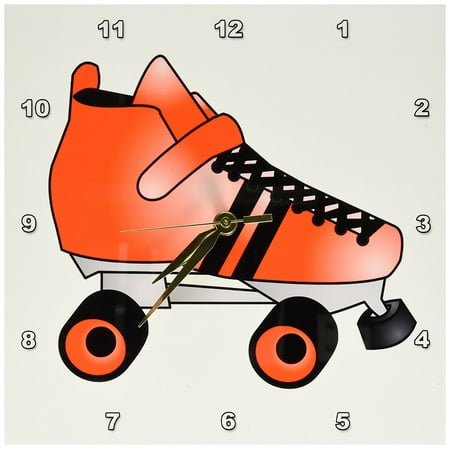 3dRose Skating Gifts - Red and Black Roller Skate, Wall Clock, 10 by 10-inch