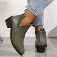 thumbnail image 5 of Fitoron Cowgirl Boots for Women Suede Ankle Boots Block Heel Fashion Western Boots Christmas Gift- Green 6, 5 of 9
