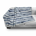thumbnail image 3 of Harbour Stripe Soft Flannel Fleece Throw Blanket, Watercolor Style Paintbrush Stripes Sea Marine Life Lines Image, Cozy Plush for Indoor and Outdoor Use, 60" x 80", Night Blue White, by Ambesonne, 3 of 6
