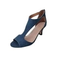 thumbnail image 2 of Women Summer Sandals, Dress Sandals Women, Strappy Heels for Women, Women Classic Summer Closed Heel Peep Toe Casual Sandals Lightweight Comfort Walking Footwear Non Slip Shoes, Blue 6.5, 2 of 5
