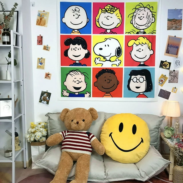 Tapiz para colgar en la pared, decoración artística, anime de Snoopys