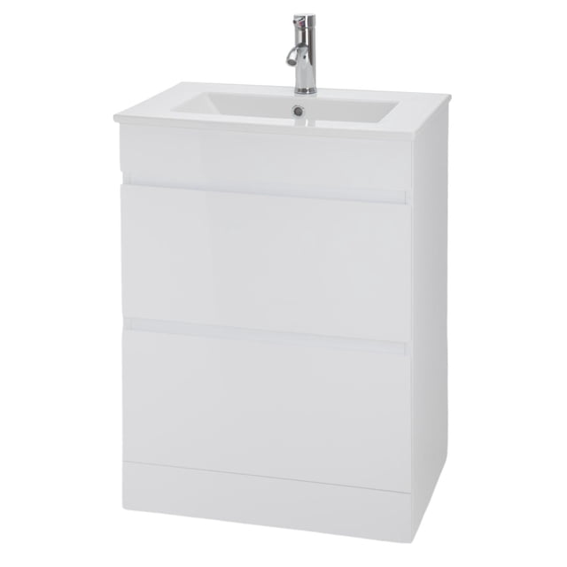 Gabinete Para Baño KingsHouse Mueble Lavamanos ovalín Monomando 2 Cajones Organizador Fibra de Madera MDF blanco