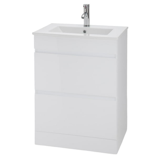 Gabinete Para Baño KingsHouse Mueble Lavamanos ovalín Monomando 2 Cajones Organizador Fibra de Madera MDF blanco