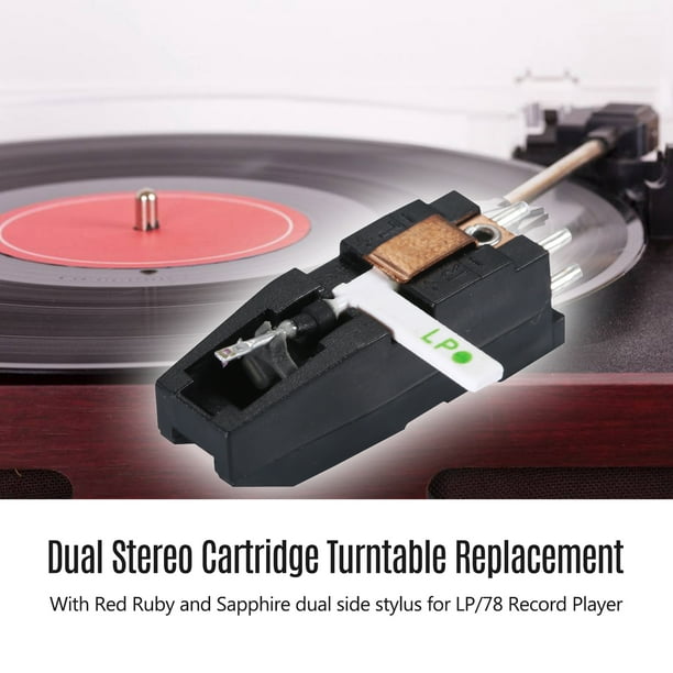 Tourne-disque phonographe double cartouche stéréo avec stylet double face  saphir rouge pour remplacement d'accessoire de lecteur de disque vinyle  LP/78RPM 