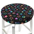 thumbnail image 3 of Picia Multi-Colored Stars Pattern Round Stool Covers Comfy Seat Covers Stretch Removable Washable Chair Slipcover Round Bar Chair Cushion Cover-13 inch, 3 of 7
