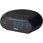 RCA Dual Wake FM Clock Radio with USB Charging Port