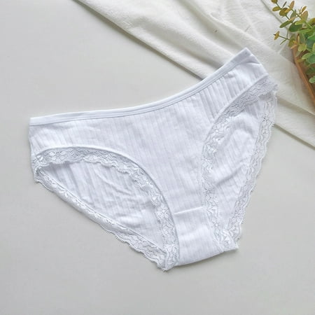 Mega Discount: Cotton Panties  Pack de Ropa Interior para Mujer  Women s Lace Sexy Solid Color Underwear SOPATENOR White M