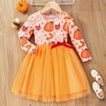 thumbnail image 2 of Tisuna Halloween Mesh Dress For Girls Toddler Pumpkin Print Long Sleeve Crew Neck Dresses Soft Leisure Autumn Girls Dress Orange Size 5-6 Years, 2 of 8