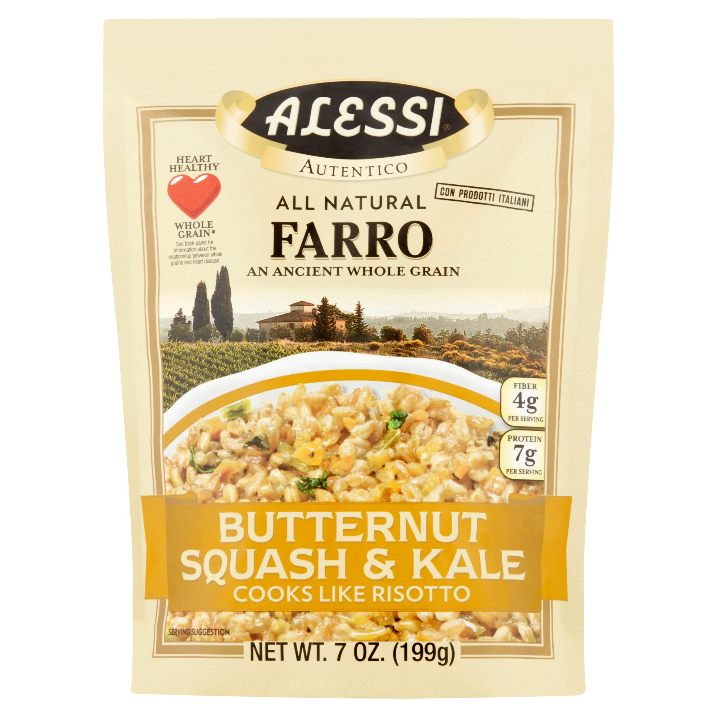 (5 pack) Alessi Farro Butternut Squash & Kale, 7 oz