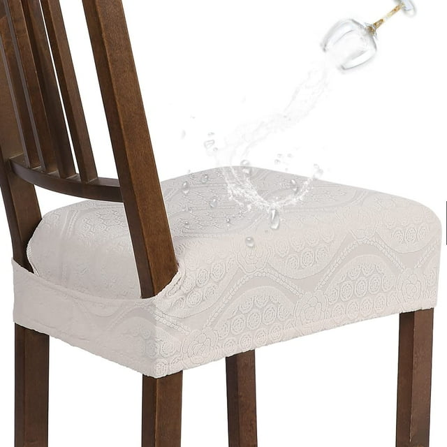 Set de 6 Fundas para Asientos de Sillas de Comedor Jacquard Crema SearchI