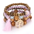 thumbnail image 2 of Bohemian style multi-layer wooden beads beaded bracelet elastic bracelet jewelry, 2 of 2