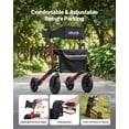 thumbnail image 5 of VEVOR Rollator Walker with Seat for Seniors, Ultra Compact 3-Fold Rolling Walker, Lightweight Aluminum Mobility Walking Aid with PU Solid Wheels, Adjustable Handle, Cup & Cane Holder- Supports 300LBS, 5 of 9