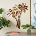 thumbnail image 2 of DecMode Copper Stainless Steel Metal Slanted Tree Wall Decor with Bronze and Yellow Accents, 2 of 9
