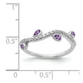 thumbnail image 2 of 14K White Gold Ring Band Gemstone Amethyst Pear Purple Diamond Round, Size 8, 2 of 2