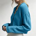 thumbnail image 5 of Ndbuld Top for Women Women Solid Color Long Sleeve V Neck Button Down Knit Cardigan Top,Sky Blue,Free Size, 5 of 5