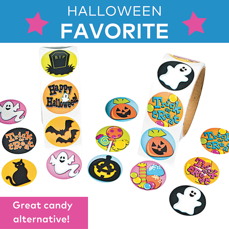 Candy Corn Prism Roll Stickers - 100 Halloween Stickers, Glittery & Perforated For Treat Bags, Crafts, Rewards