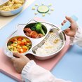 thumbnail image 3 of Stainless steel children's tableware set and Self-feeding baby silverware silicone, 3 of 5