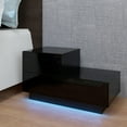 thumbnail image 3 of Zimtown Modern High Gloss Nightstand with 2 Drawers,End Table w/RGB LED Light Bedside Side Cabinet Bedroom Furniture, Black, 3 of 6