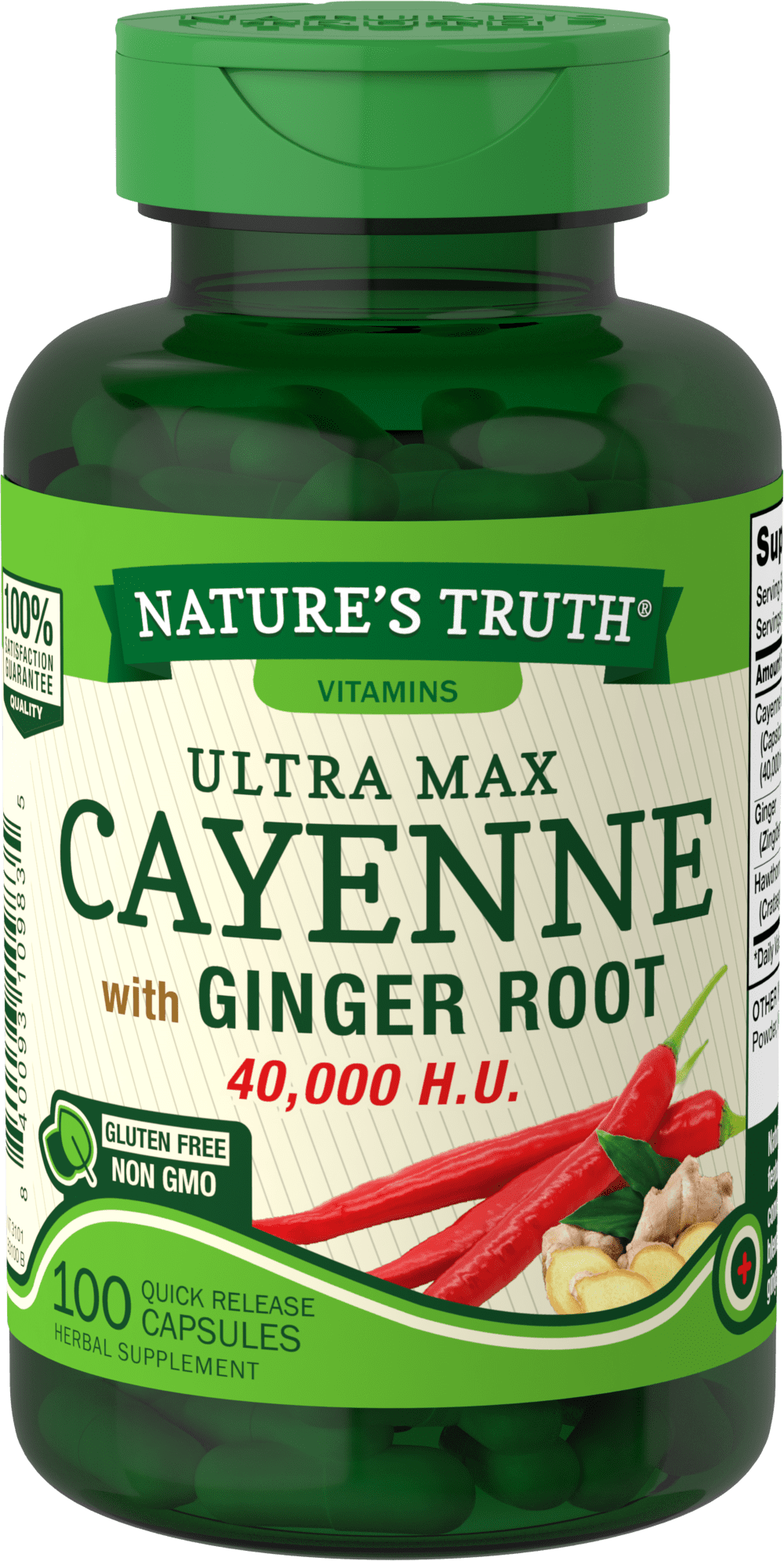 Cayenne Pepper Capsules 40,000 HU 100 Count with Ginger Root NonGMO & Gluten Free