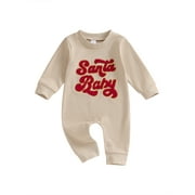 Infant Baby Boy Girl Christmas Outfit 3 6 12 18 Months Merry Christmas Print Jumpsuit Romper Onesie My First Christmas Clothes