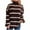 Brown, variant on Women's Mock Neck Striped Sweater Loose Fit Pullover Top Soft Nylon Spandex Knit Casual Long Sleeve Plus Size Black White Stripe Print S-XL