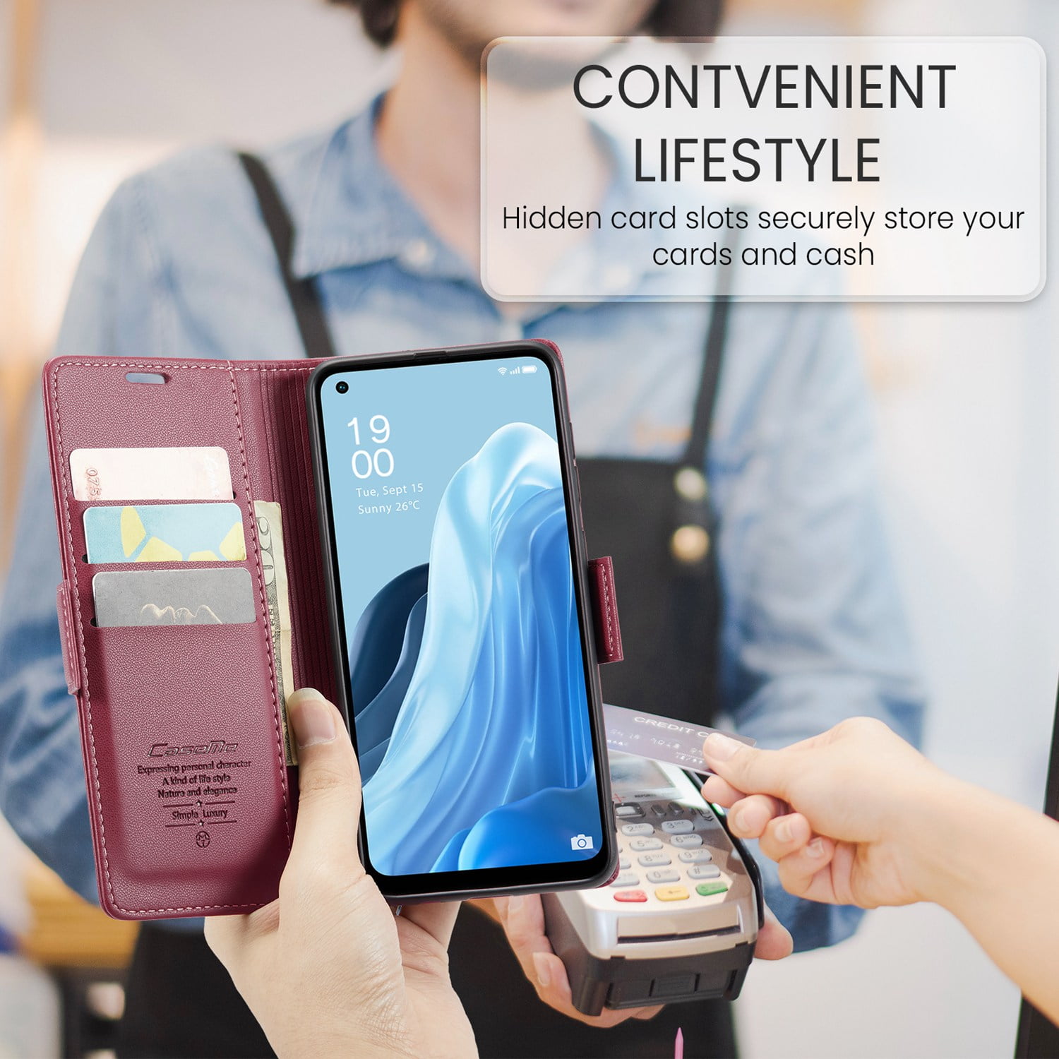 ETFAST Leather Phone Case Wallet With Card Holder Zipper For OPPO Reno 8 4G High Quality Leather Phone Case