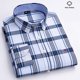 thumbnail image 1 of Oxford-Camisa de manga larga para hombre, 100% algodón, informal, ajustada, Color sólido, estampado a cuadros, a rayas, Formal, talla grande, 1 of 4