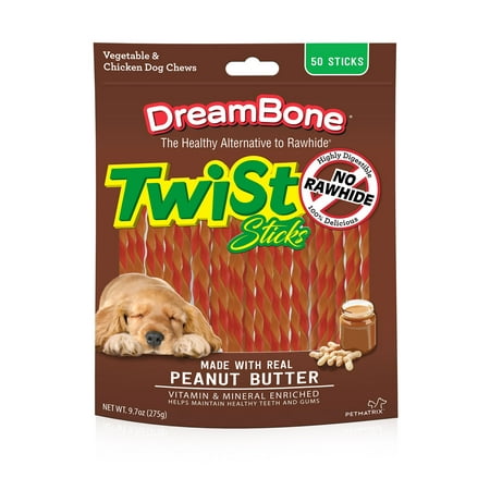 DreamBone Peanut Butter Twist Sticks Dog Chews,