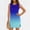 Blue, variant on Womens Dresses Casual Ombre Vacation Mini Dress Split Sleeveless Crew Neck Sundress for Ladies L