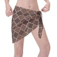 thumbnail image 3 of Bingfone Brown Gold Grid Women's Sarong Swimsuit Cover Ups Bathing Suit Coverups Chiffon Beach Wrap Skirts, 3 of 7