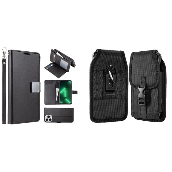 Bemz Pocket Clutch Wallet Case and Belt Holster Pouch for iPhone 14 Pro - Black