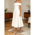 thumbnail image 5 of White Off-Shoulder Fit & Flare Midi Dress For Women, 5 of 8