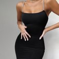 thumbnail image 2 of Robe à Bretelles Aguichant pour Femmes, Mode, Coupe Ajustée, Dos Nu, Moulante, Jupe Mi-Longue, Simple, Couleur Unie, Robe Chandail pour Fête, 2 of 7