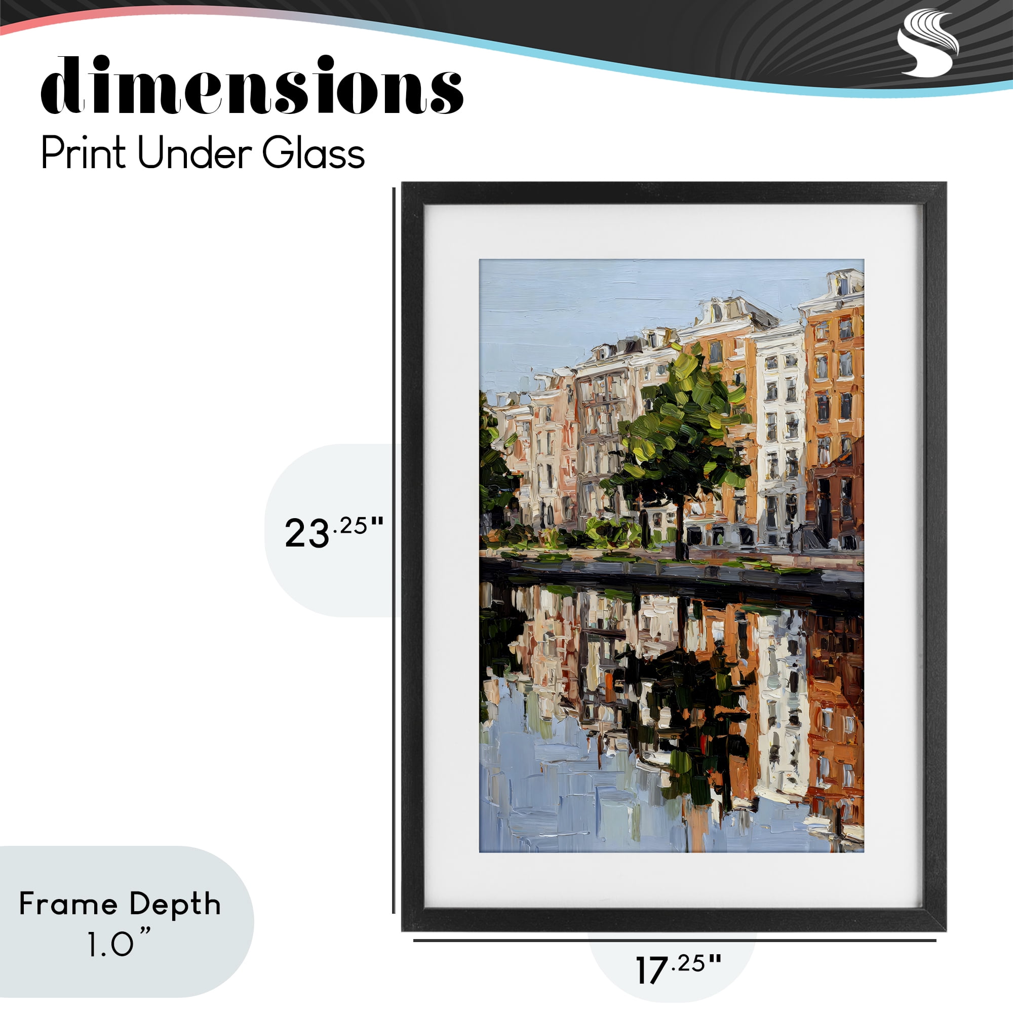 Stupell Industries Waterside Apartments on Canal Black Framed Print Under Glass, design by Petal Prints Design