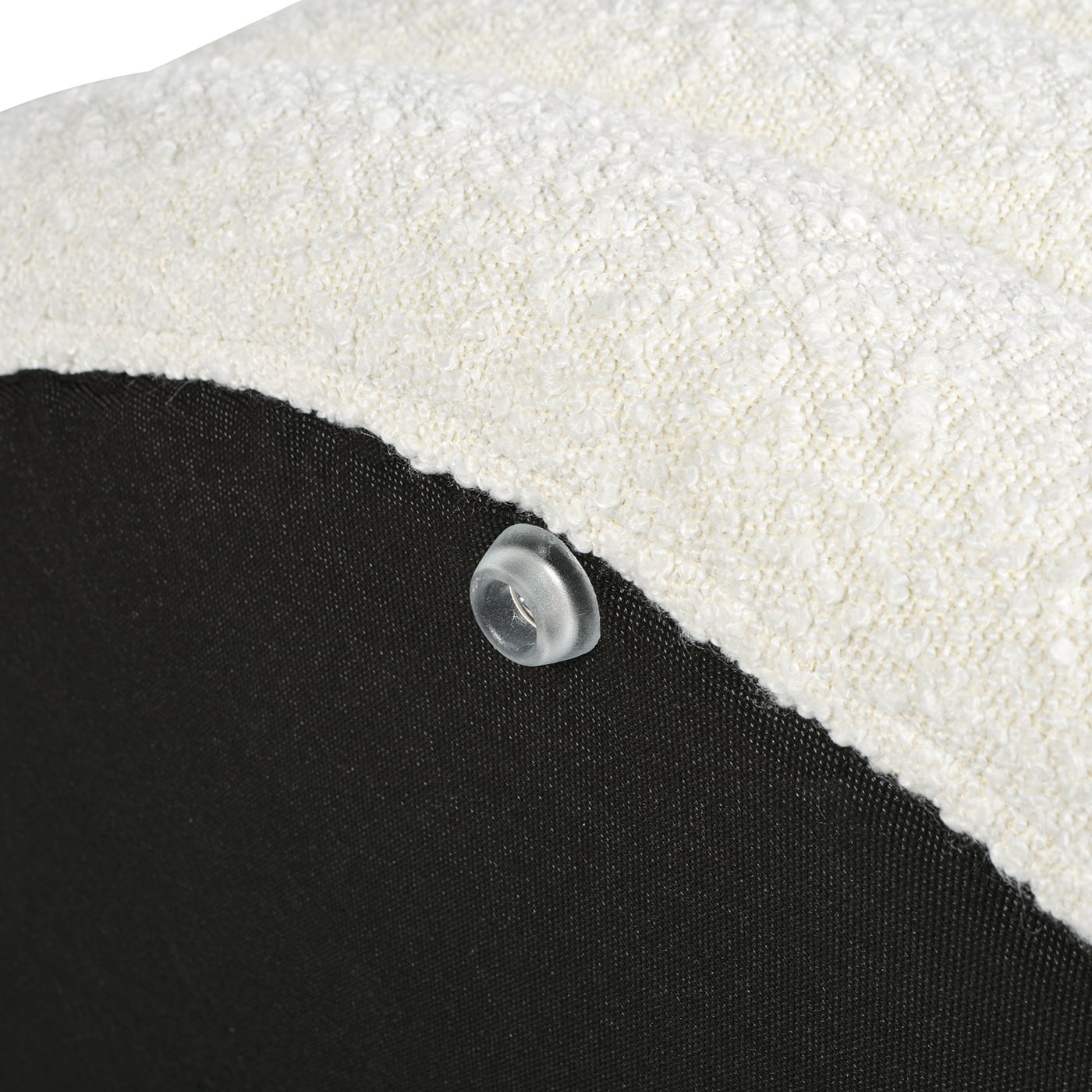 Fuji 36" Round Upholstered Storage Cocktail Ottoman Ivory White Boucle
