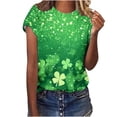 thumbnail image 1 of Amzcrzy Womens Tops Mode Imprimé Trèfle T-Shirt de la Saint-Patrick Col Rond T-Shirts de la Saint-Patrick Décontractés Tendance Manches Courtes Hauts pour Femme, 1 of 5