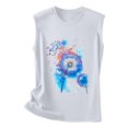 thumbnail image 4 of Camiseta holgada sin mangas con cuello redondo y estampado de flores informales de verano para mujer Pompotops lopia994240, 4 of 5