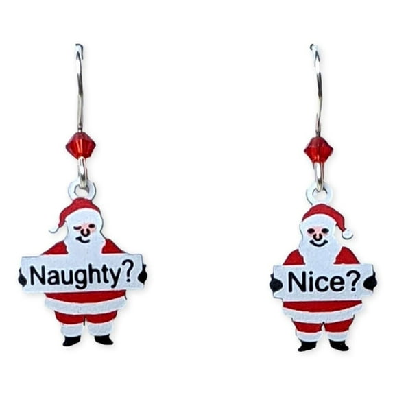 NAUGHTY? or NICE? Christmas Santa Claus Hypo-Allergenic Earrings, by Sienna Sky