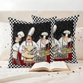 thumbnail image 3 of Chef Outdoor Waterproof Pillow Covers, Cartoon Cute Watercolor Cooking Black Plaid Decorative Square Throw Pillowcase Sofa Cushion Sham for Patio/Couch/Chair, 20"x20" 2 Pack, 3 of 8