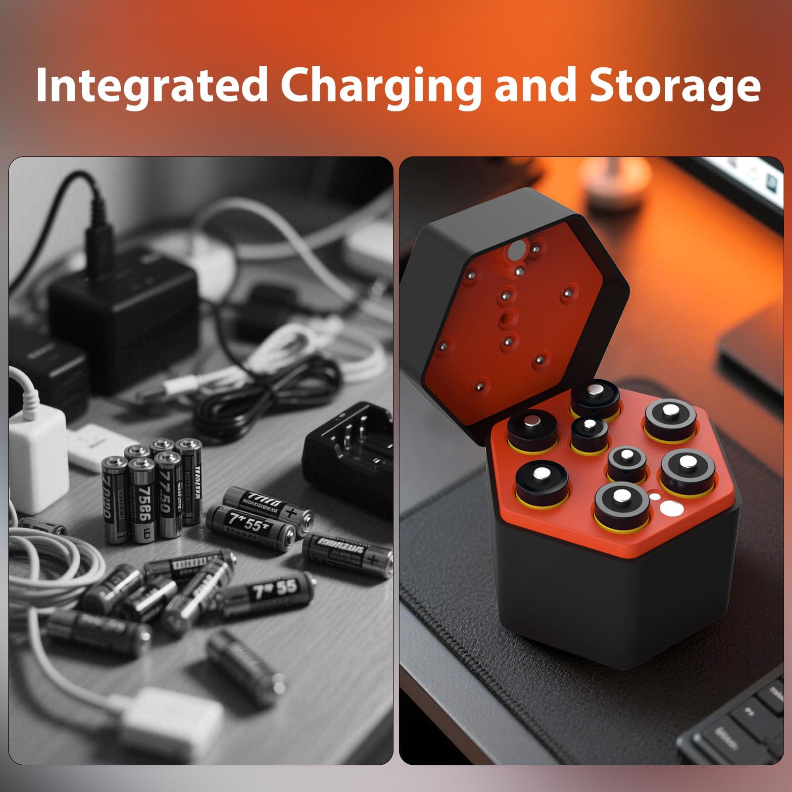 Rechargeable 6 AA and 2 AAA Batteries Lithium with Fast Charger, 8 Pack 1.5V Rechargeable Lithium Batteries, 1600 Cycles Long Lasting Battery with Integrated Charging Storage Box