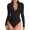 Black, variant on Long Sleeve Body Suit Mock Turtle Neck Zip Up Bodysuit for Women Ribbed Deep V Sexy Bodysuit Shirts