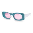 thumbnail image 1 of Womens Unique Concave Thick Mod Plastic Sunglasses Blue Pink, 1 of 4